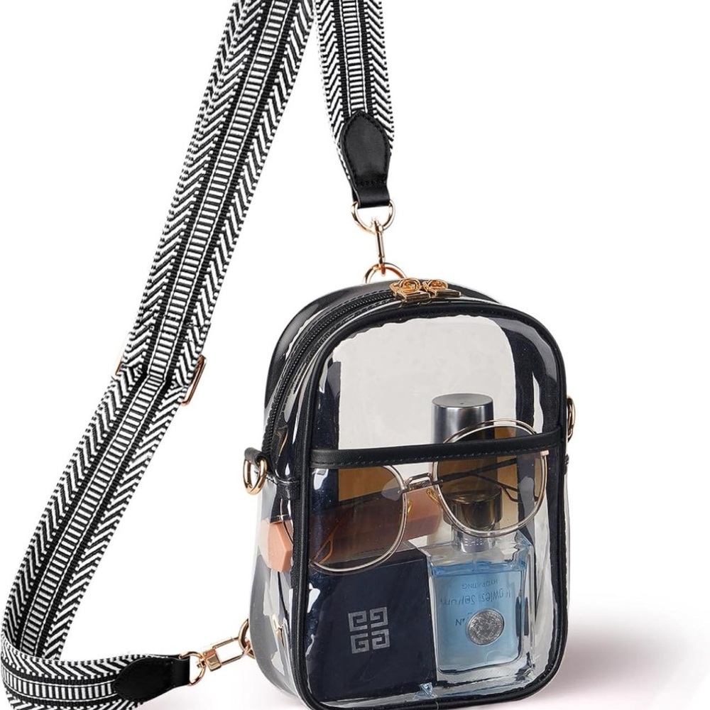 Transparent Crossbody Bag with Black Accents